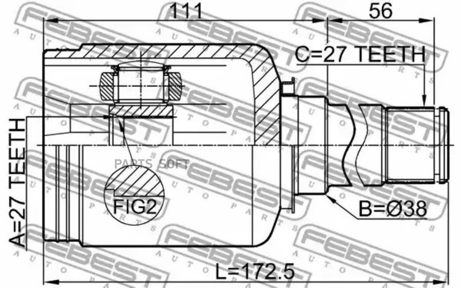 ШРУС внутренний правый 27X38X27 FEBEST 1611221FRH