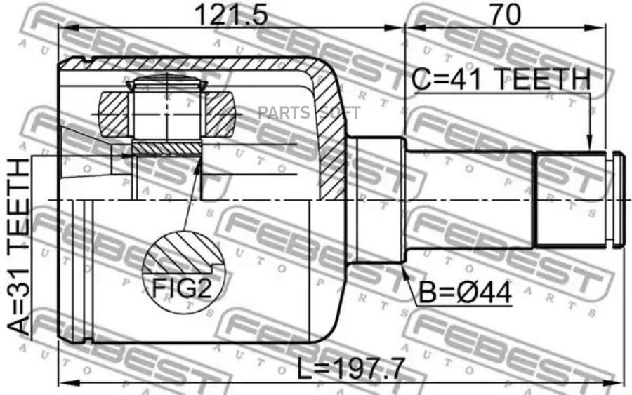 ШРУС ВНУТРЕННИЙ ЛЕВЫЙ 31X44X41 FEBEST 2111TRD9LH