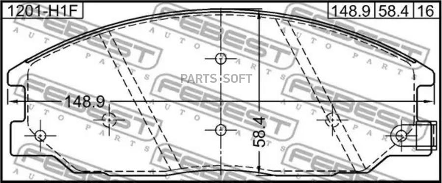 Колодки Тормозные Передние Комплект Hyundai Santa Fe 00 2000- [Eur] F FEBEST 1201H1F