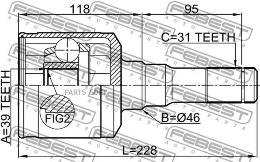 ШРУС ВНУТРЕННИЙ ЛЕВЫЙ 39X46X31 FEBEST 2111F150LH