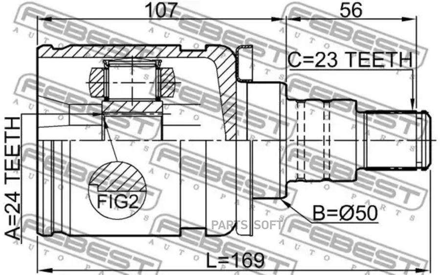 Шрус внутренний левый 24x50x23 FEBEST 0111GSU45LH