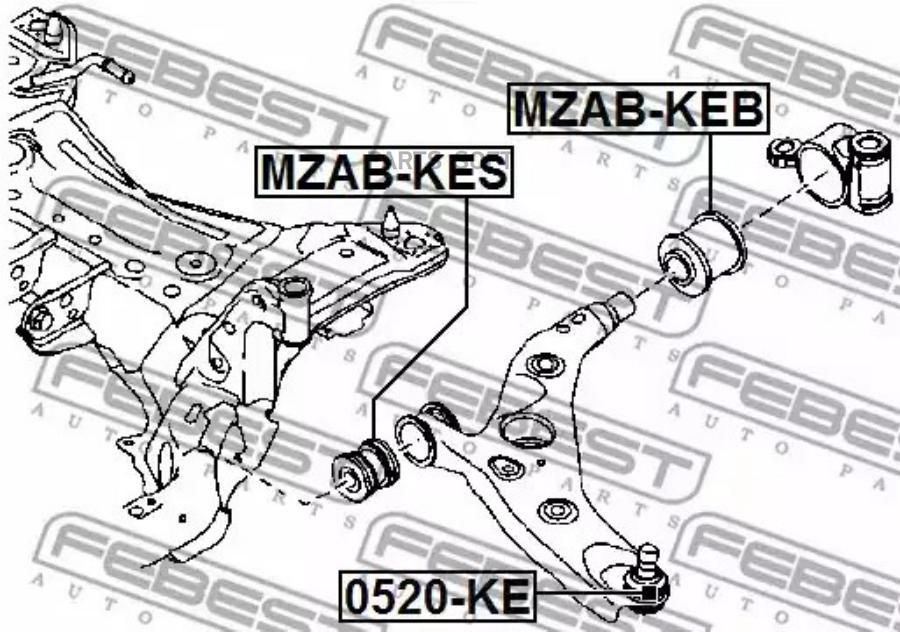 САЙЛЕНТБЛОК ПЕРЕДНИЙ ПЕРЕДНЕГО РЫЧАГА FEBEST MZABKES