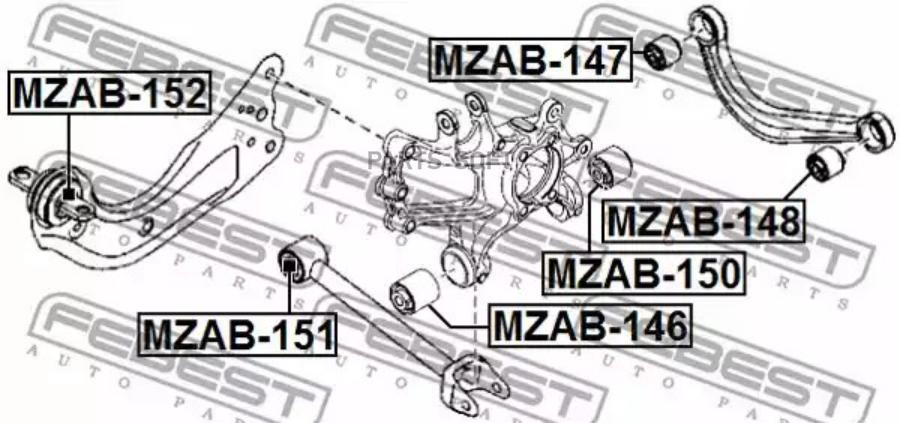 Сайлентблок задней тяги FEBEST MZAB147