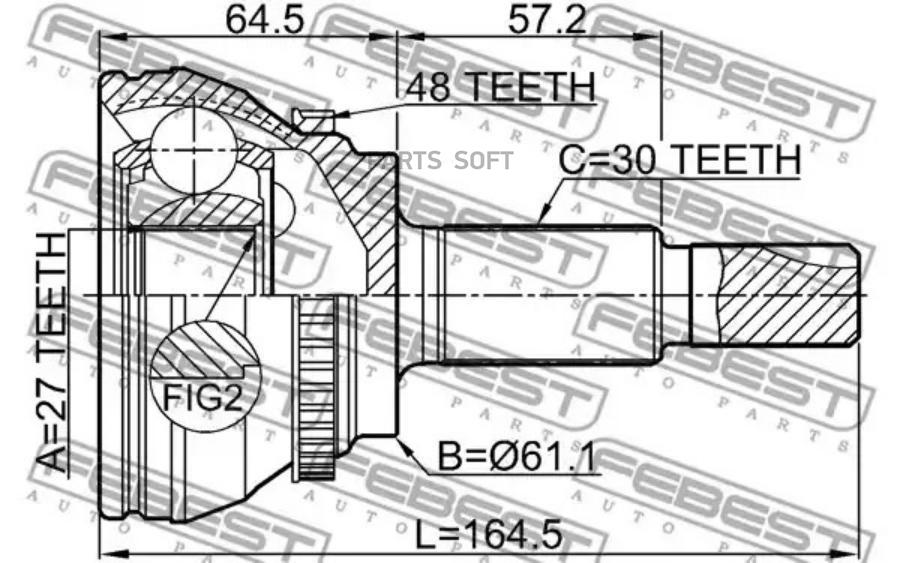 Шрус наружный 27x612x30 FEBEST 0110GSU45A48