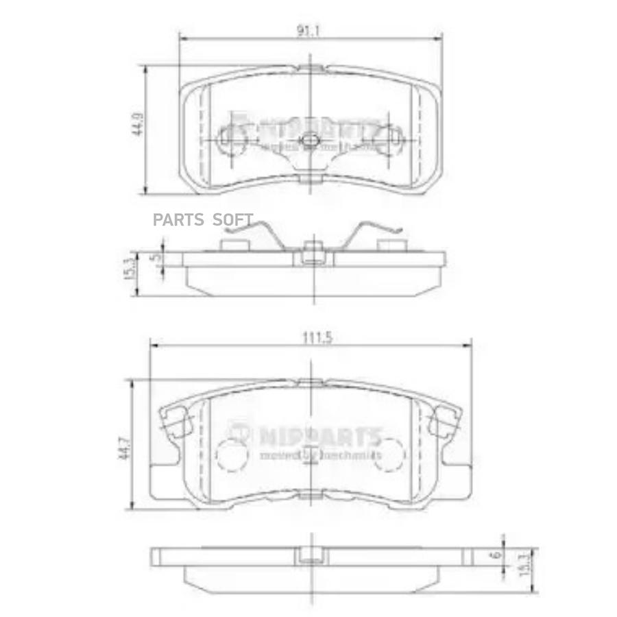 Комплект дисковых тормозных колодок NIPPARTS J3615010