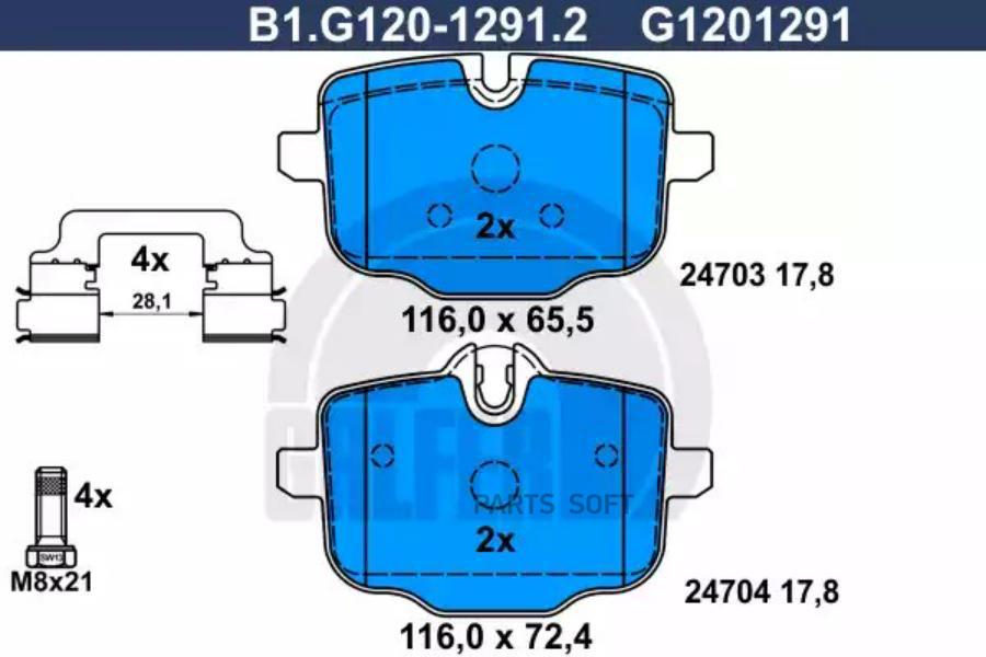 КОЛОДКИ ТОРМЗАД GALFER B1G12012912