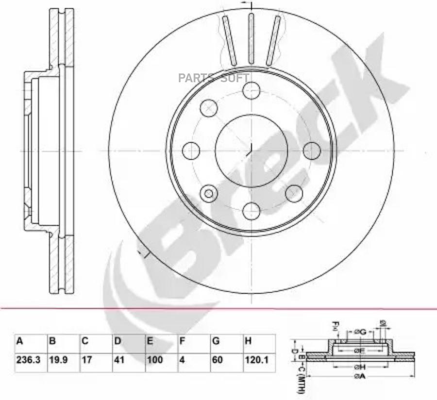 Тормозной диск BRECK BR306VA100