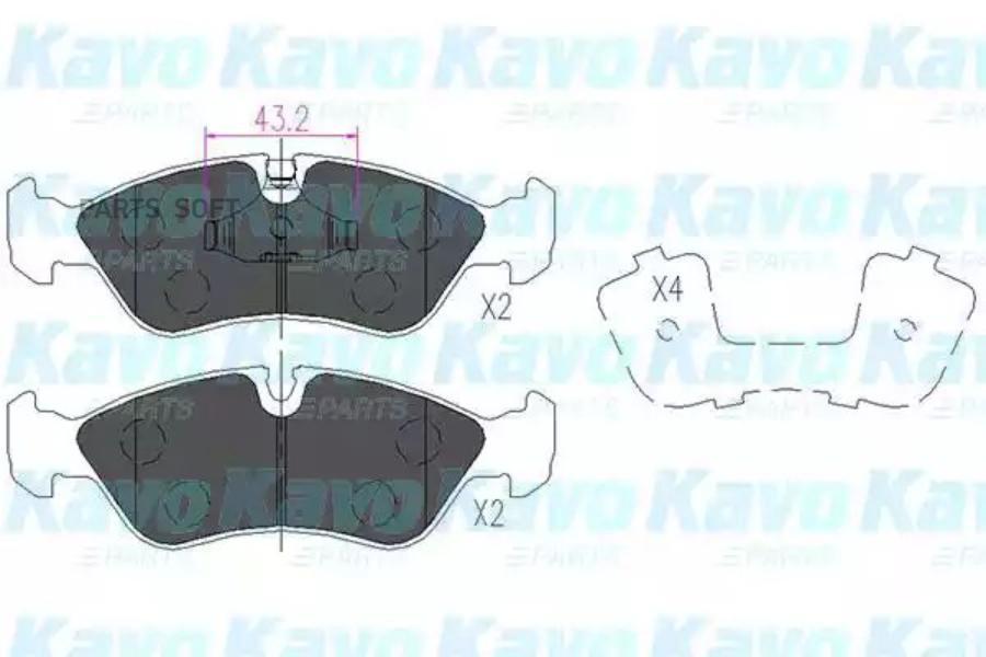 Комплект тормозных колодок дисковый тормоз KAVO PARTS KBP1004