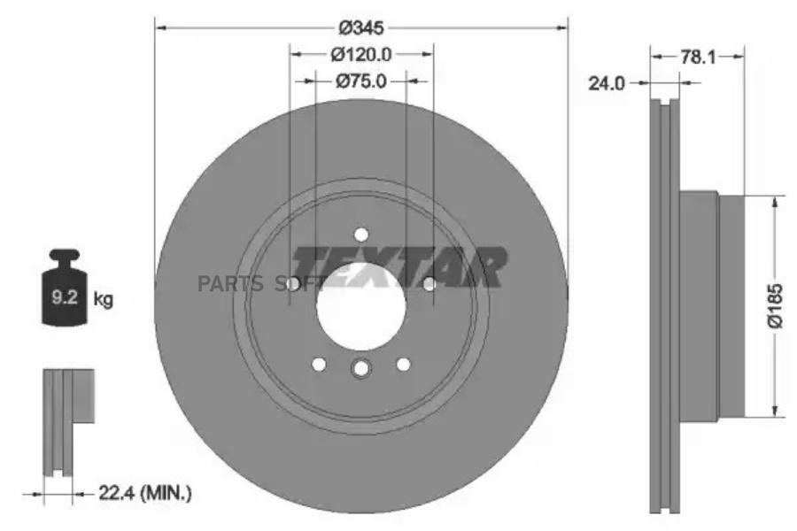 Диск тормзадBMW X5 E70 X5 F15 F85 X6 E71 E72 X6 F16 F86 07= TEXTAR 92161205