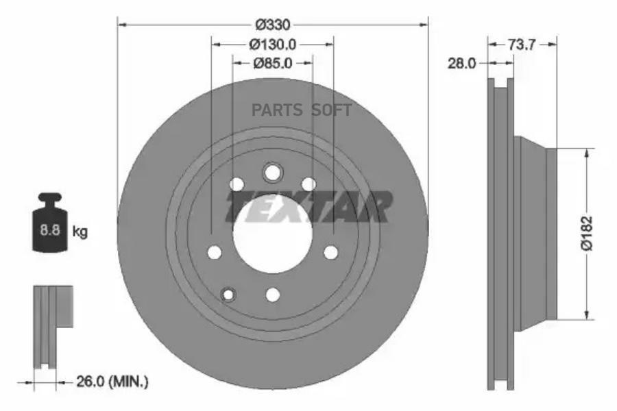 Диск тормзад VW TOUAREG 25-60 02= PRO+ TEXTAR 92122005