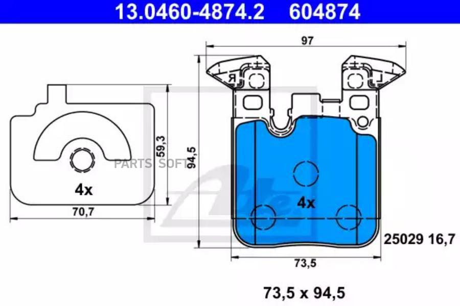 Колодки тормозные дисковые задн BMW: 1 (F20/F21) 11- 2 (F22/F23) 14 ATE 13046048742