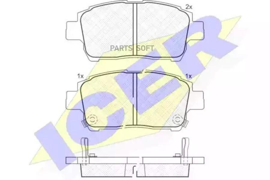 Комплект дисковых тормозных колодок ICER 181386