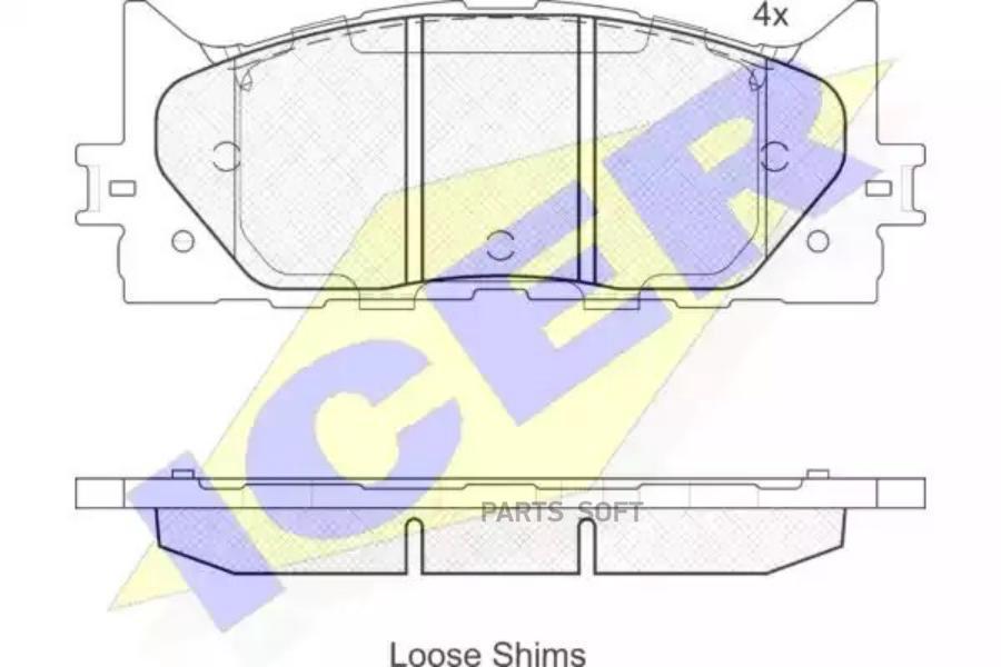 Колодки тормозные передние к-кт TOYOTA CAMRY (2006) ICER 181764