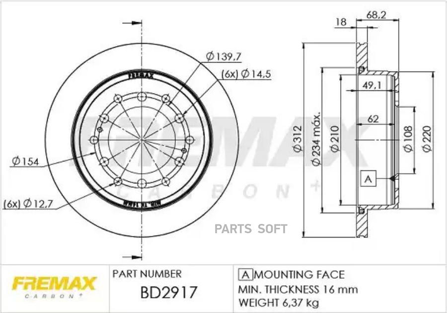 Тормозной диск FREMAX BD2917