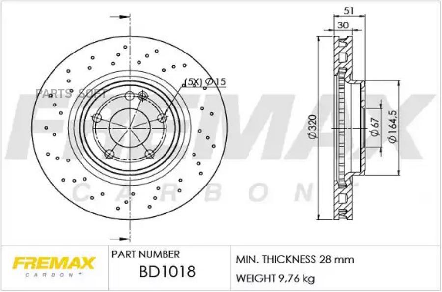 ТОРМОЗНОЙ ДИСК PERFORATED ПЕРЕДНИЙ MERCEDES BENZ A250(320Х) FREMAX BD1018