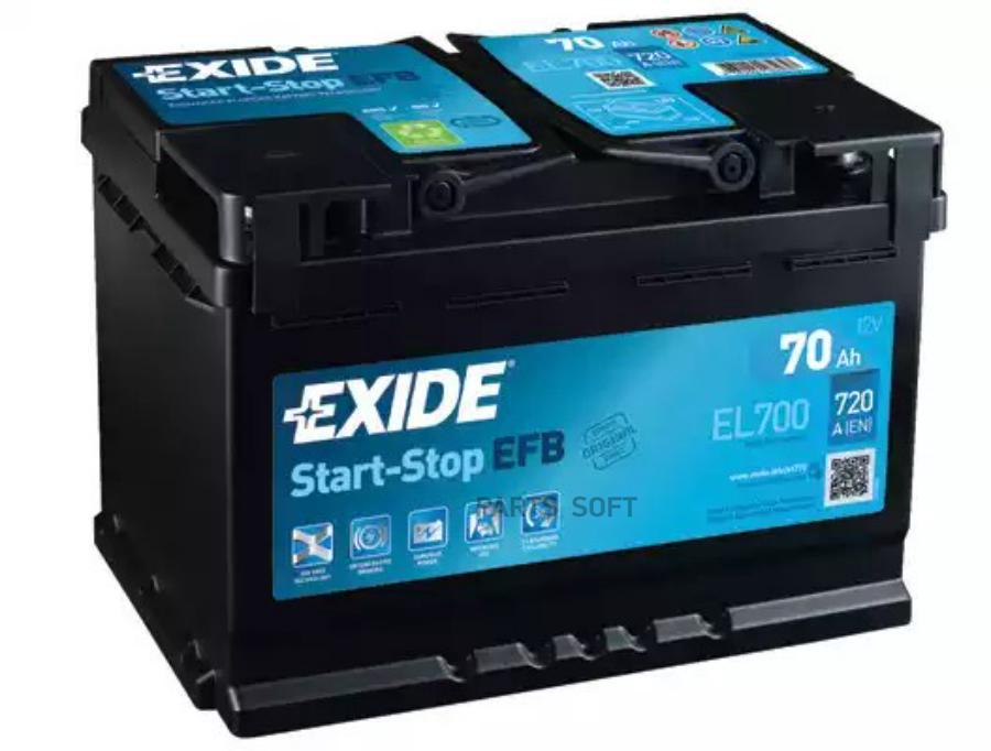 Аккумуляторная батарея Start-Stop EFB [12V 70Ah 720A B13] EXIDE EL700