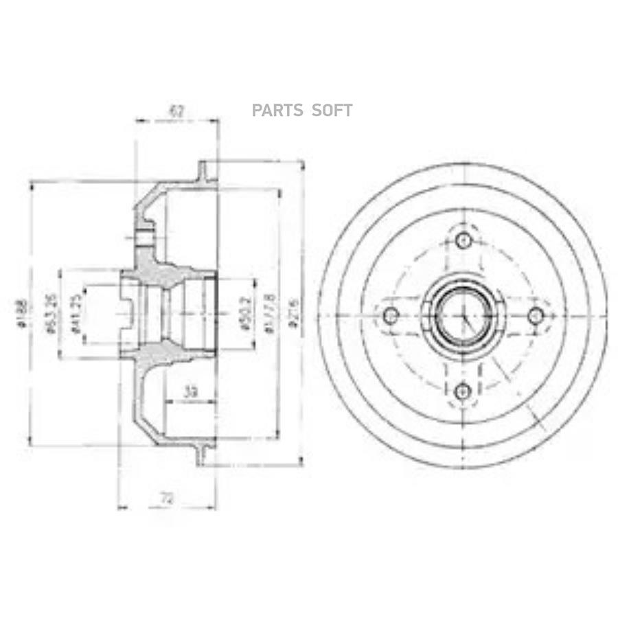 Rear brake drum DELPHI BF107