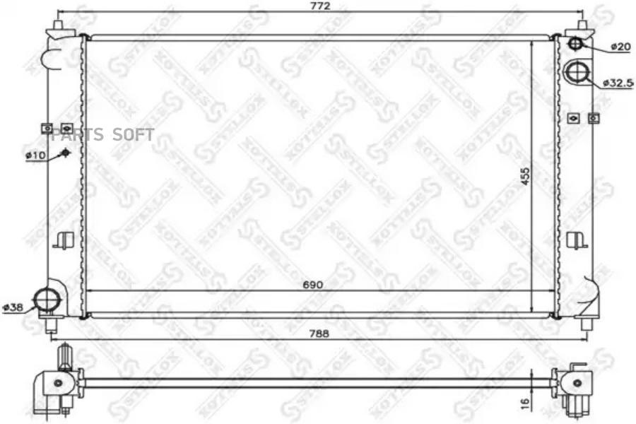 10-25855-SX_радиатор системы охлаждения АКПП Mazda MPV 30i 24V 03-05 STELLOX 1025855SX