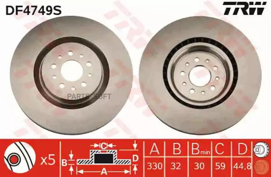 Тормозной диск TRW DF4749S