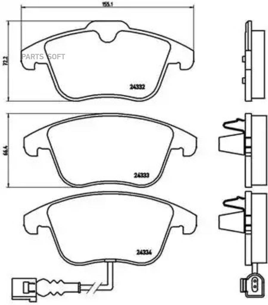 Комплект дисковых тормозных колодок BREMBO P85112