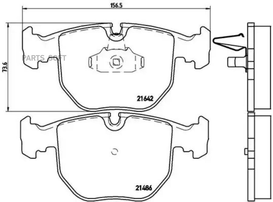 Комплект дисковых тормозных колодок BREMBO P06021