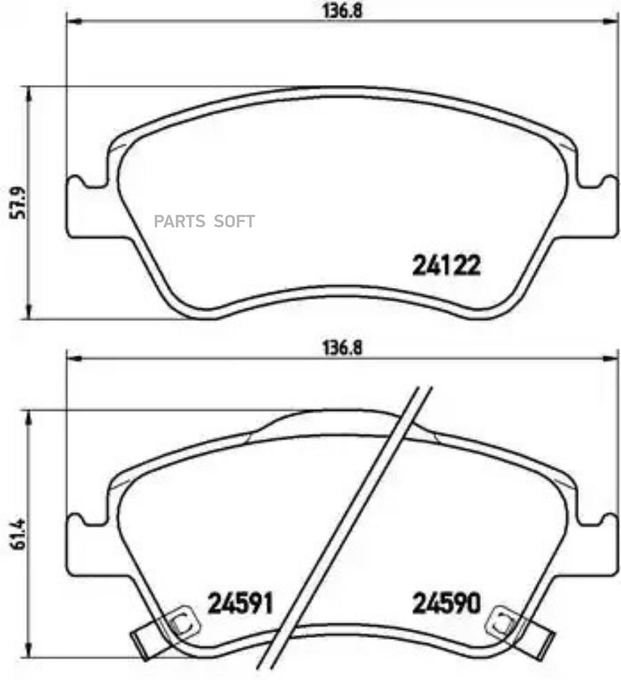 Комплект дисковых тормозных колодок BREMBO P83079