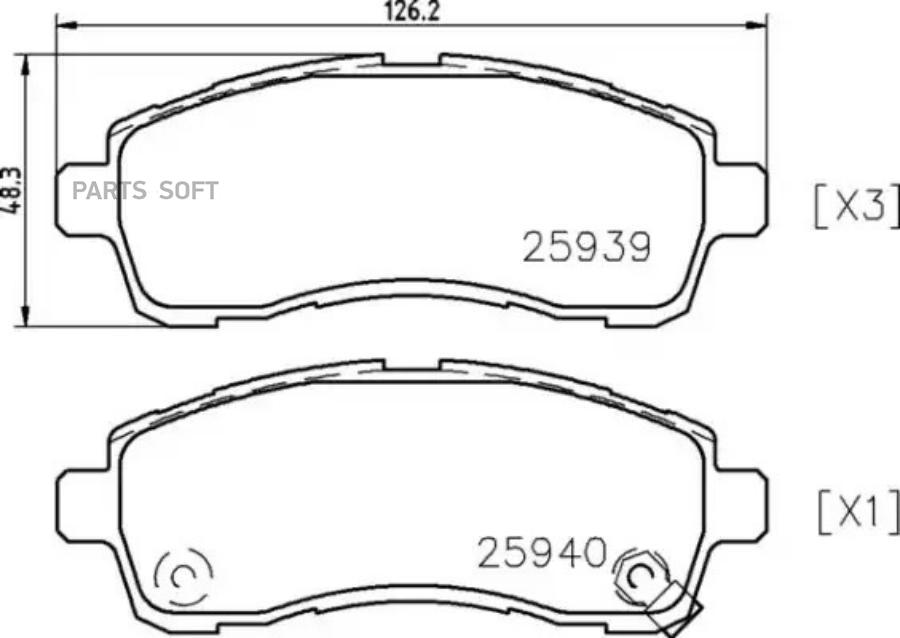 Колодки тормозные передние MAZDA 2 (DE_ DH_3) 07/07-06/15/MAZDA 2 Sal BREMBO P49057