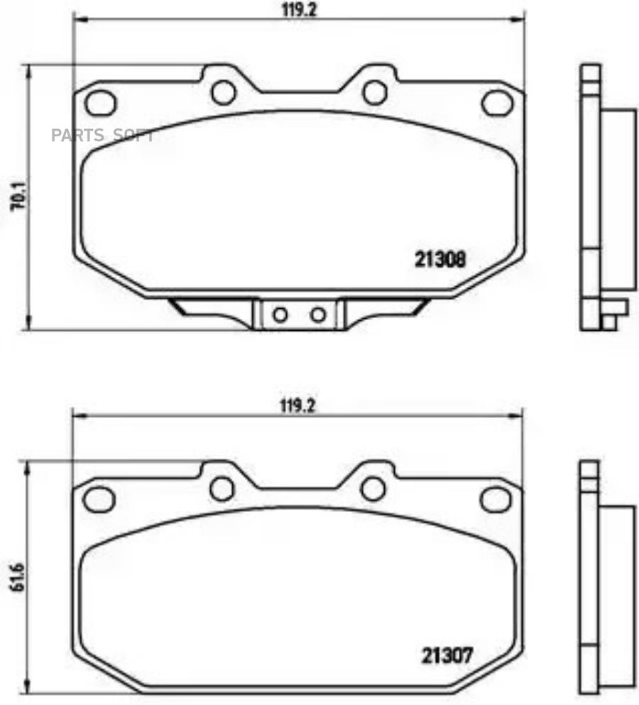 Комплект дисковых тормозных колодок BREMBO P56025