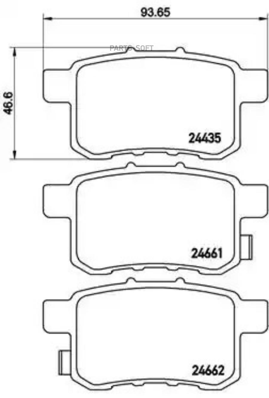 P28072_ колодки Дисковые Задние С Антискрип Пластинами Honda Accord BREMBO P28072