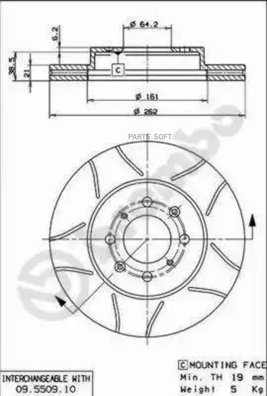 09550975_ Диск Тормозной Передний Honda Civic Rover 200/400 14-2 BREMBO 09550975