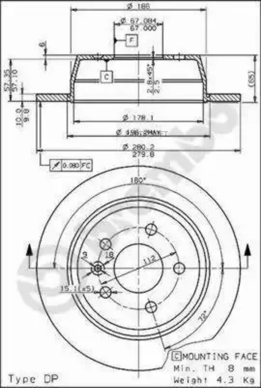 Тормозной диск BREMBO 08696810