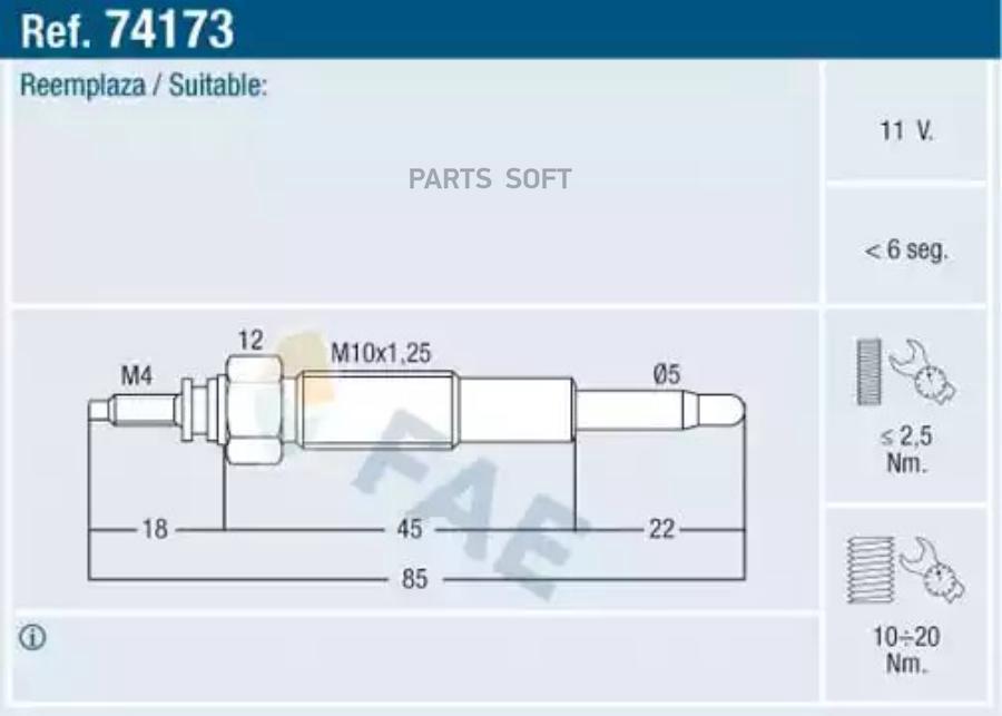 СВЕЧА ЗАЖИГАНИЯ FAE 74173