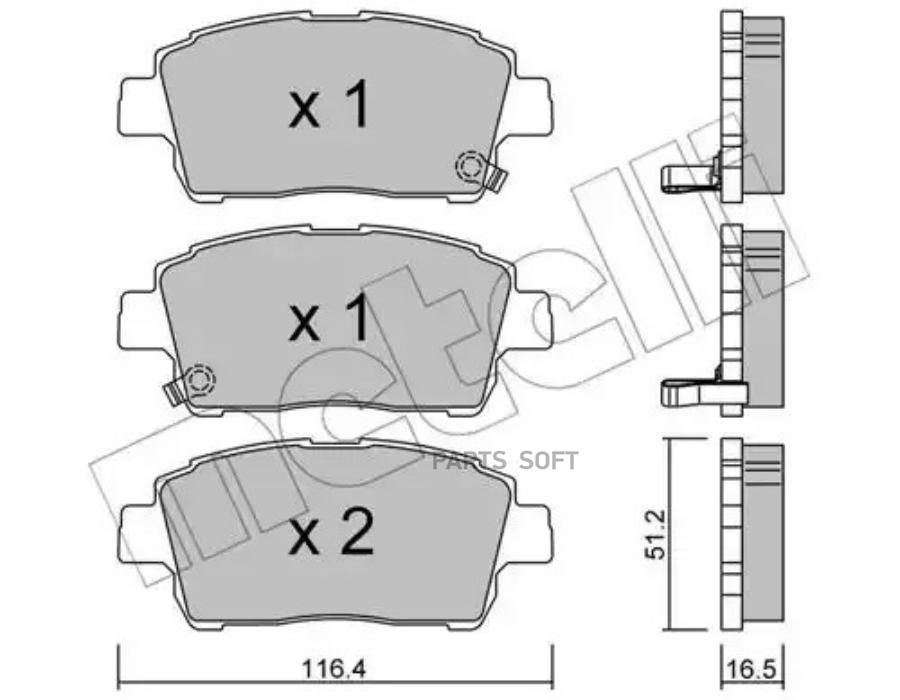 Комплект тормозных колодок дисковый тормоз METELLI 2204230