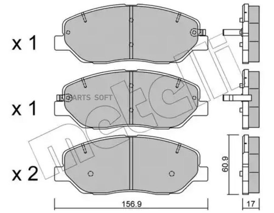 Комплект дисковых тормозных колодок METELLI 2207870