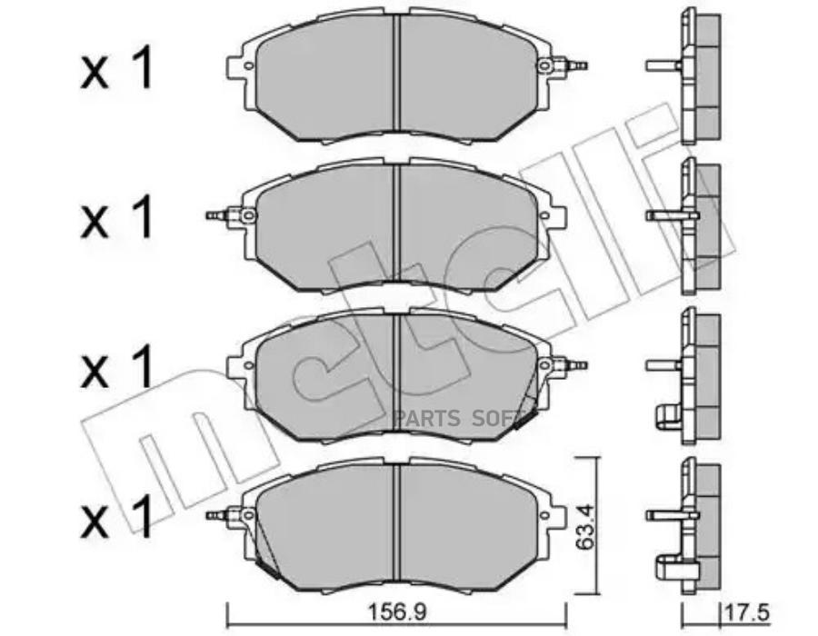 Комплект тормозных колодок дисковый тормоз METELLI 2207630