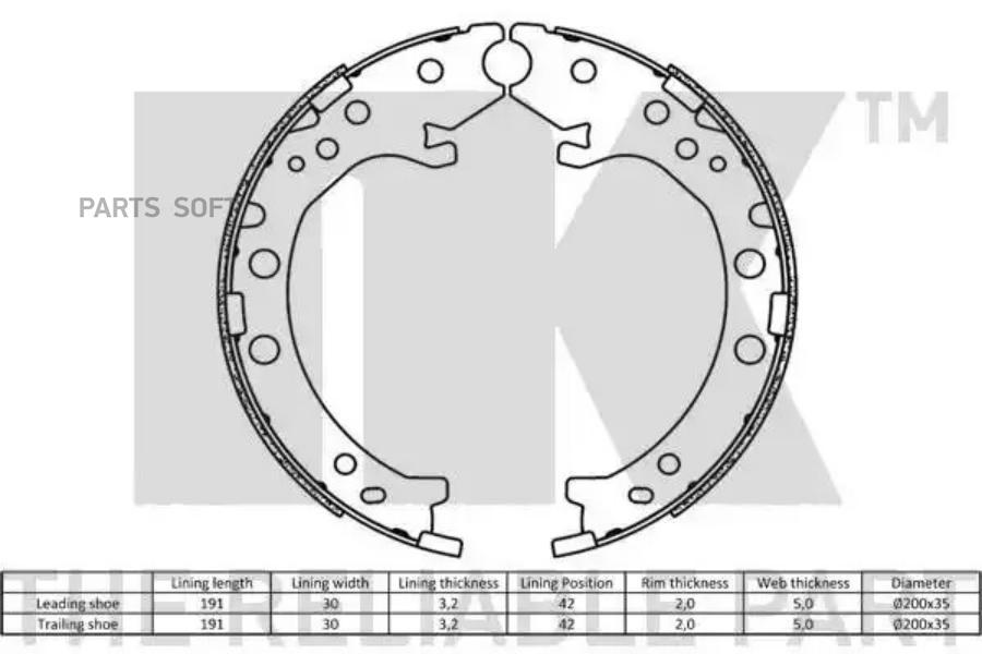 Колодки Стояночного Тормоза Барабанные (200X35mm) / Acura Rdx 35 12 NK 2726803