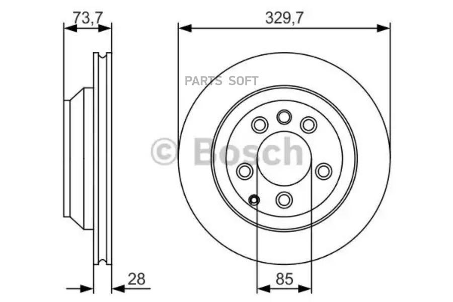 Диск тормозной задний (330x28 мм) 5 отверстий BOSCH 0986479S20