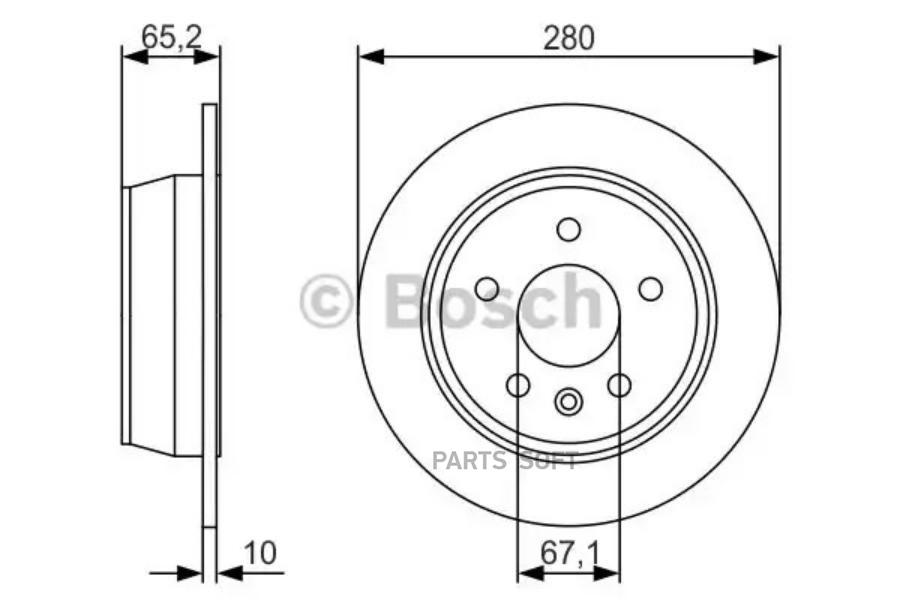 Диск торм зад[280x10] 5 отв BOSCH 0986479S02