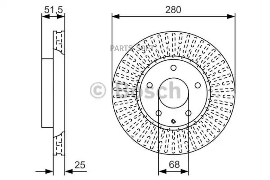 Диск тормозной MAZDA 3 13- передний вентD=280мм BOSCH 0986479C36