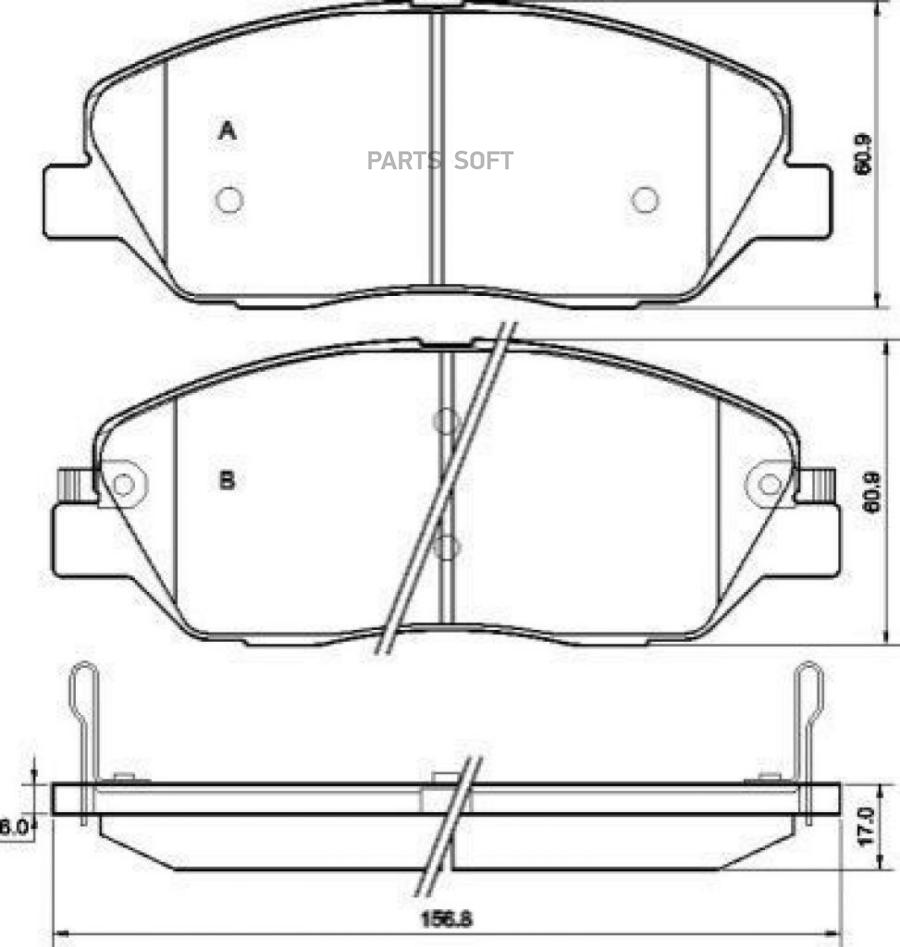 Комплект дисковых тормозных колодок ABS 37522