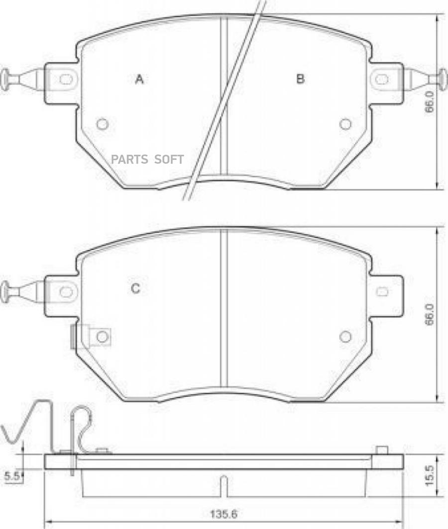 Комплект дисковых тормозных колодок ABS 37504