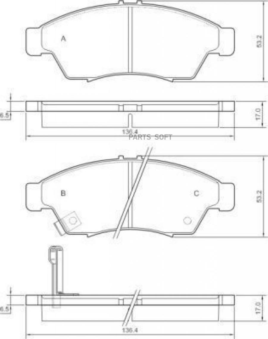 Комплект дисковых тормозных колодок ABS 37407