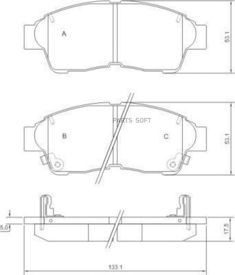 Комплект дисковых тормозных колодок ABS 36777