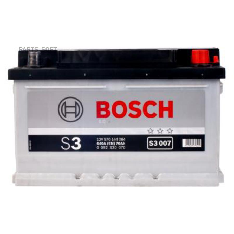 Аккумулятор BOSCH 0092S30070 570144064 S3 12V 70Ач 640А (-+) (278*175*175) BOSCH 0092S30070