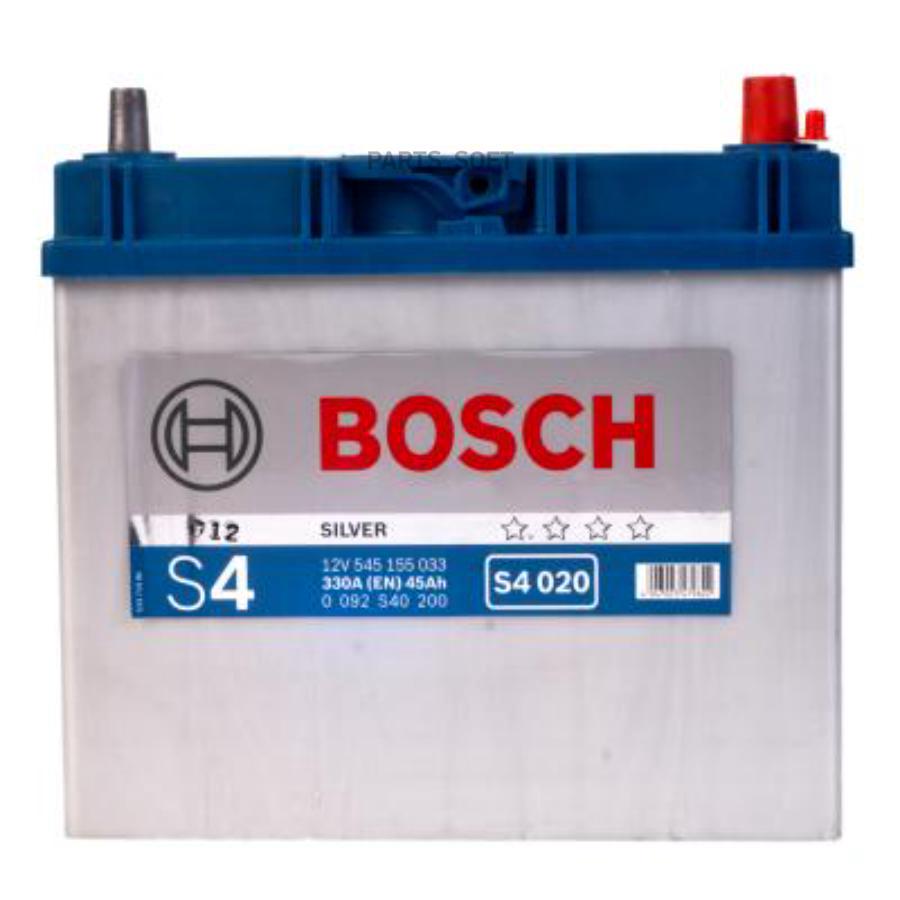 Аккумуляторная батарея S4 Silver Asia [12V 45Ah 330A B00] BOSCH 0092S40200