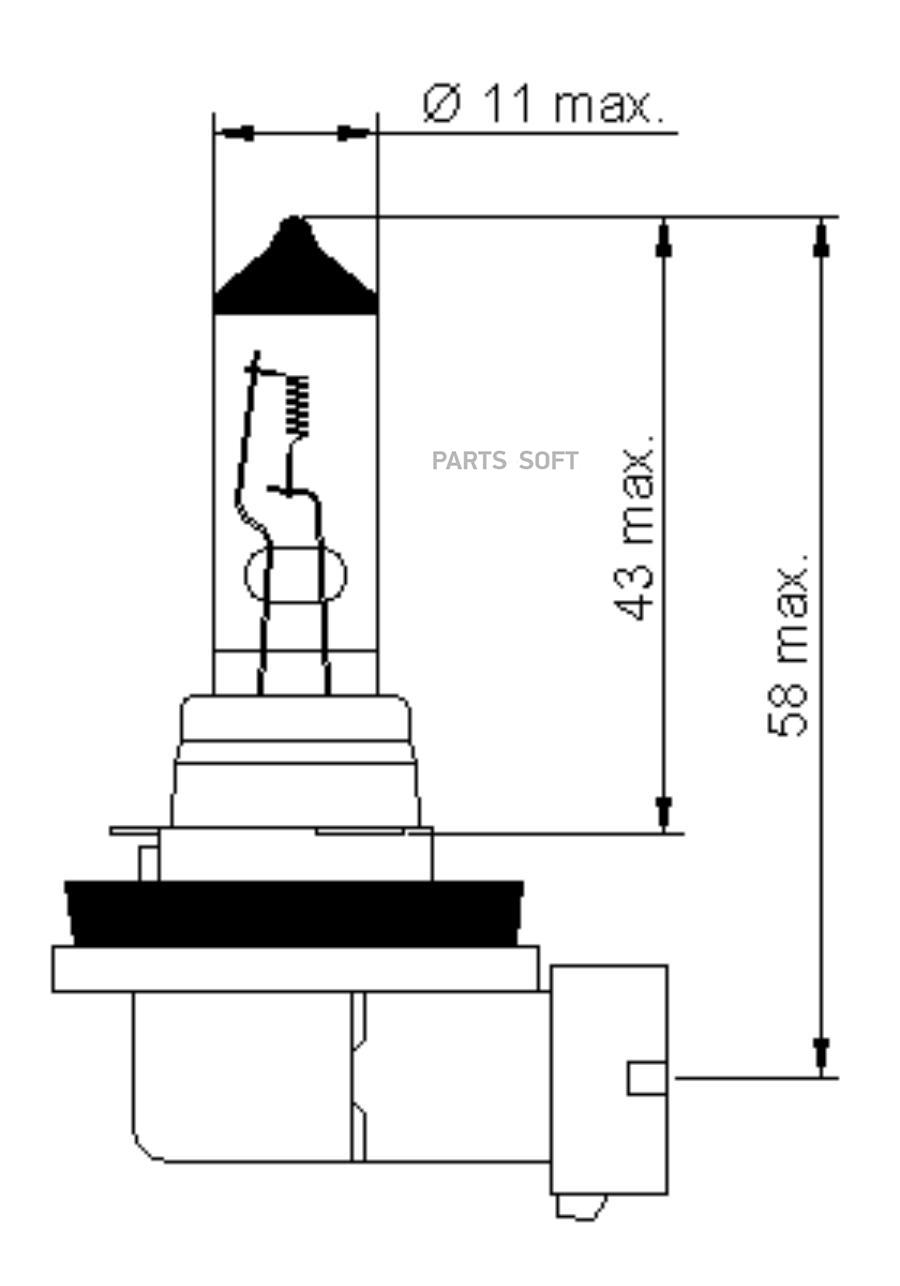 Лампа накаливания H11 12V 55W PGJ19-2 TESLA B11101