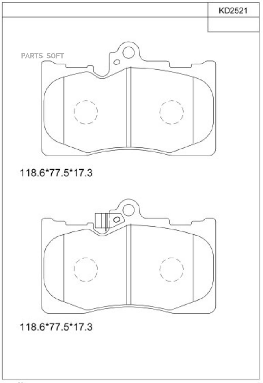 Комплект дисковых тормозных колодок ASIMCO KD2521