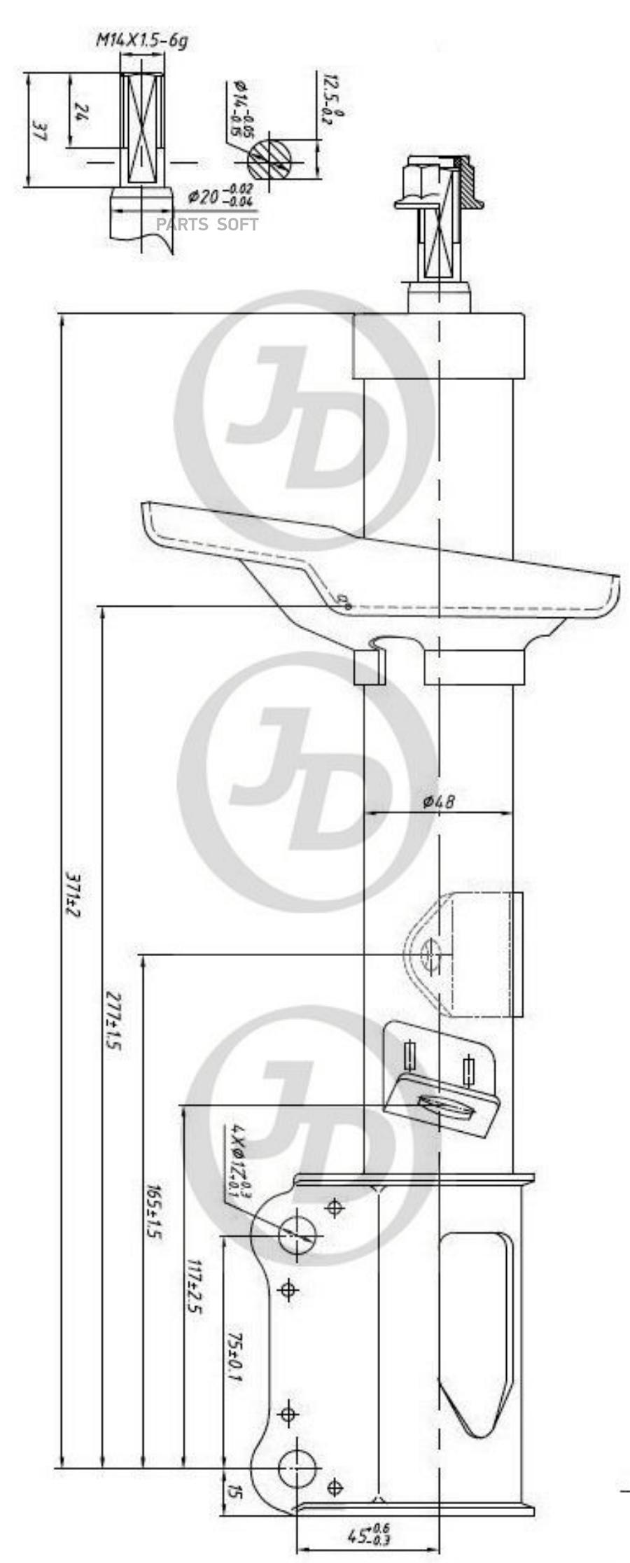 Стойка газомасляная задняя правая /333051/ JUST DRIVE JAS0109