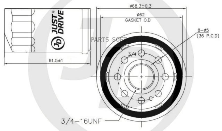 Фильтр масляный /C933 JUST DRIVE JFM0012