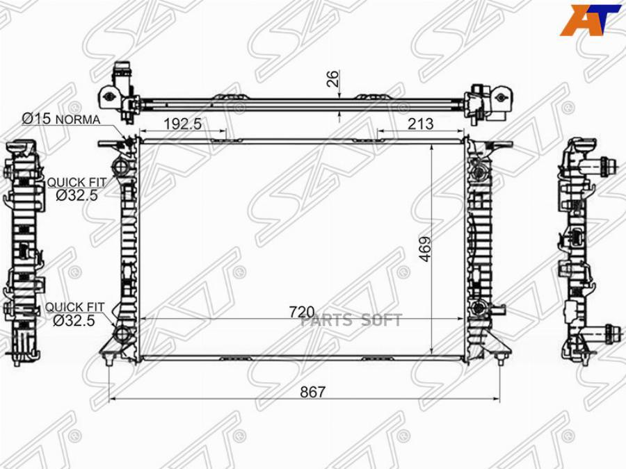 Радиатор Audi A4 08-15 / A5 07-16 / A6 10-18 / A7 10-18 SAT AD00091